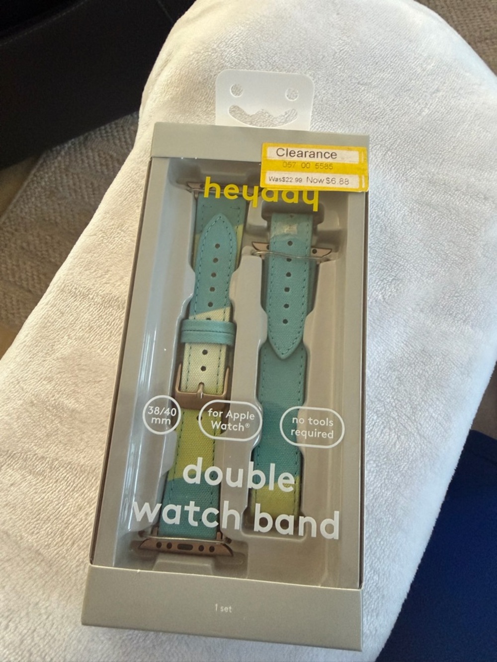 heyday Double Watch Band in Mint Green and Light Yellow 38/40